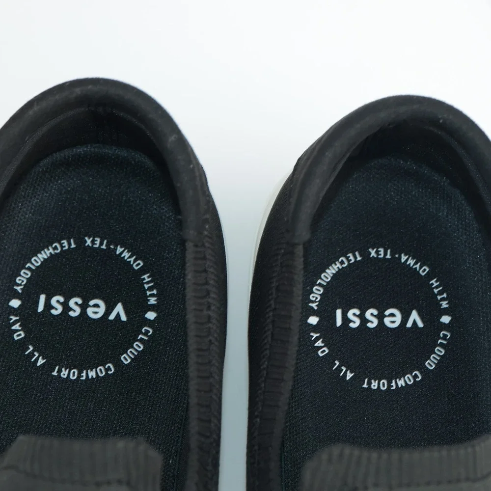 Vessi Womens Boardwalk Slip-On Sneakers Size 10 Waterproof Black Comfort Shoes
